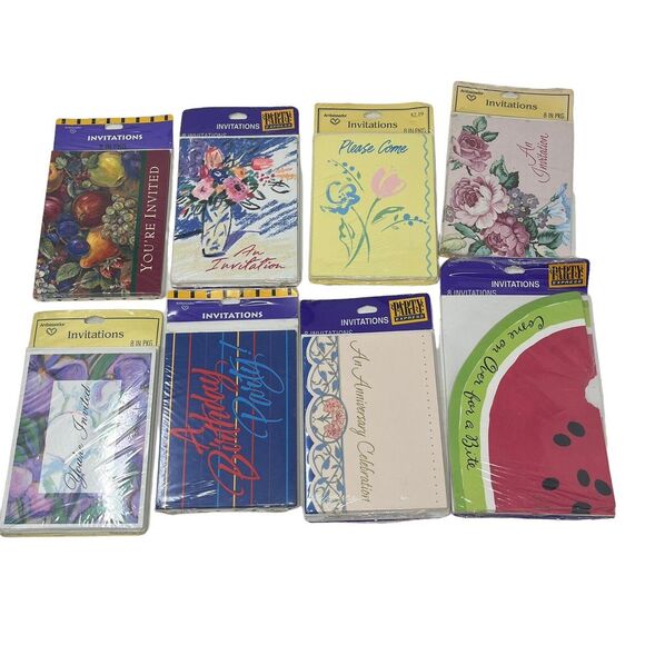 Other - Vintage Hallmark Invitations Lot Of 8 NOS 8ct Card Invites‎ Watermelon Floral